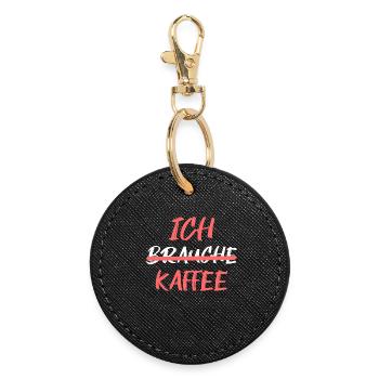 Kaffee Trinken Koffein Kaffeeliebhaber Statement - Runder Schlüsselanhänger - Schwarz - Vorne