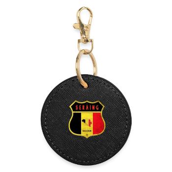 Seraing Belgium Coat of Arms Flags Design - Round Keyring - black - Front