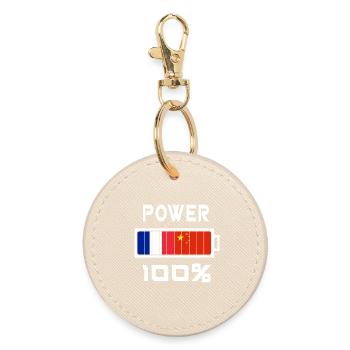 China and France feed 100% - Round Keyring - oyster - Front