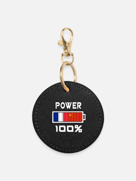 China and France feed 100% - Round Keyring - black