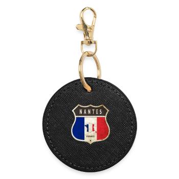Nantes France Armoiries Drapeaux Design - Porte-clés rond - noir - Devant