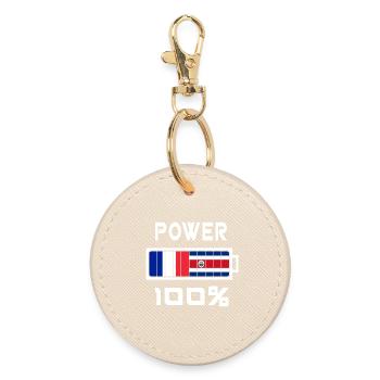 Costa Rica and France 100% power - Round Keyring - oyster - Front