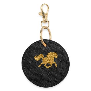 Cheval Amour Chevaux Chevaux Islandais Poulains au galop - Porte-clés rond - noir - Devant
