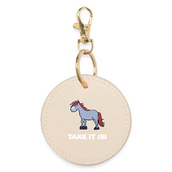 Foal Horses Pony Haflinger Icelandic Horses Saying - Round Keyring - oyster - Front