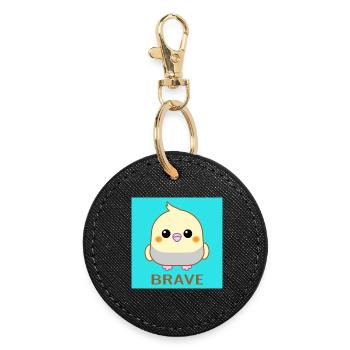 Cockatiel, perroquet mignon, bien élevé - Porte-clés rond - noir - Devant