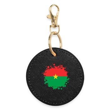 Burkina Faso flags blob - Round Keyring - black - Front