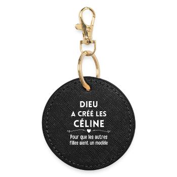 Céline, je m'appelle Céline, Sainte Céline - Porte-clés rond - noir - Devant