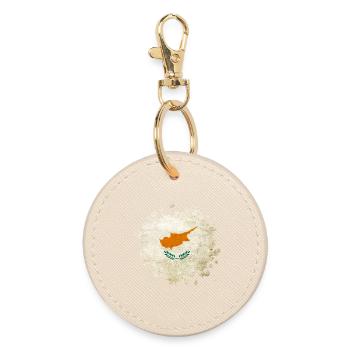Cyprus vintage blob flag - Round Keyring - oyster - Front