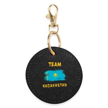 Drapeaux de l'équipe du Kazakhstan - Porte-clés rond - noir - Devant