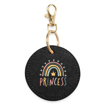 princess - rainbow - Round Keyring - black - Front