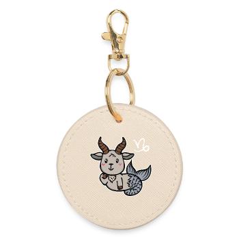 Capricorn Zodiac Sign Astrology Horoscope - Round Keyring - oyster - Front