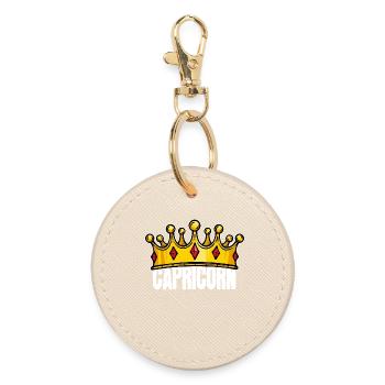 Capricorn Horoscope Superstition Zodiac Signs - Round Keyring - oyster - Front