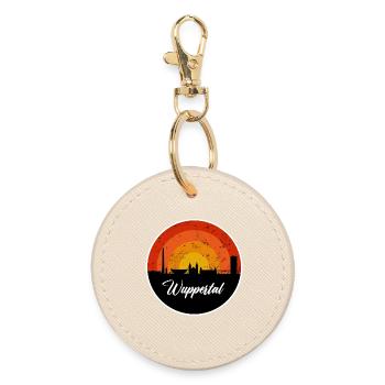 Wuppertal Skyline Writing - Round Keyring - oyster - Front