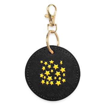 NEW DESIGN: Stars (Gold) - Round Keyring - black - Front