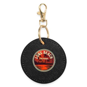 Long Beach California Sunset Badge - Round Keyring - black - Front