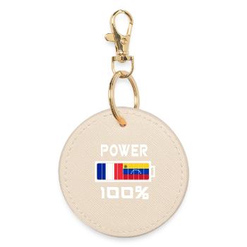 Venezuela and France Power 100% - Round Keyring - oyster - Front