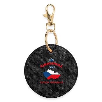 Tschechien Original 100% Flaggen Design - Runder Schlüsselanhänger - Schwarz - Vorne