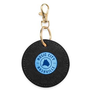 Music City Nashville Badge - Runder Schlüsselanhänger - Schwarz - Vorne