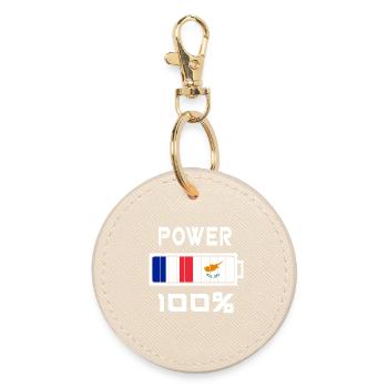 Cyprus and France Power 100% - Round Keyring - oyster - Front