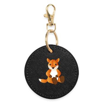 sugar-sweet little fox as animal companion - Round Keyring - black - Front