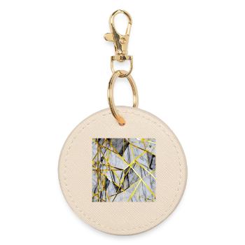 Marble Mosaic Gold Texture - Round Keyring - oyster - Front