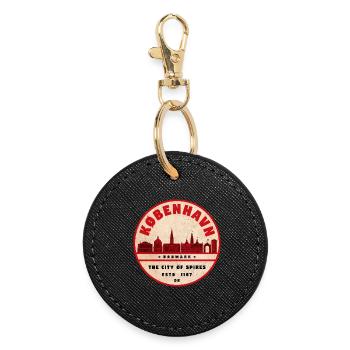 Copenhagen Skyline Vintage Seal - Round Keyring - black - Front