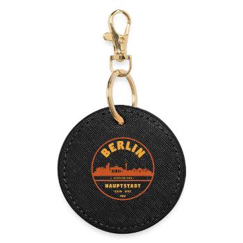 Berlin Cityscape Badge - Round Keyring - black - Front