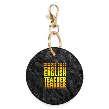 Design de professeur d'anglais - Porte-clés rond - noir - Devant