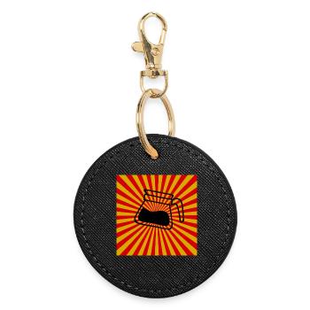 Sunburst Coffee rouge jaune-Sunrise Café - Porte-clés rond - noir - Devant