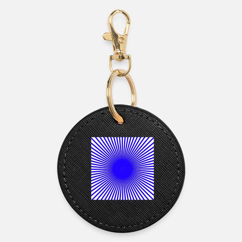 Blue Disc - Round Keyring - black