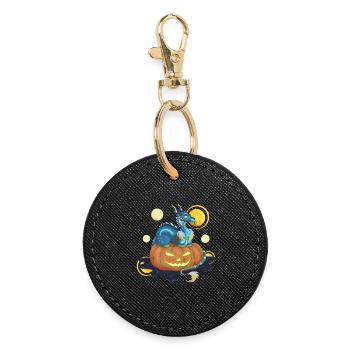 Trick or Treat? Dragon Guardian by Jack O'Lantern - Round Keyring - black - Front