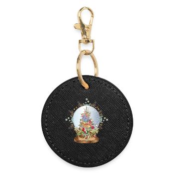 belle boule à neige nostalgique avec sapin de Noël - Porte-clés rond - noir - Devant