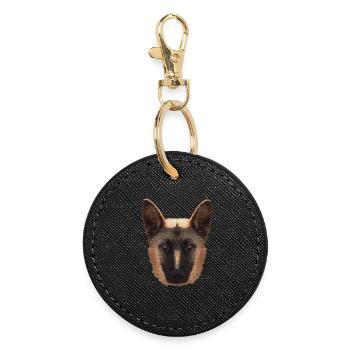 coole geschenkidee, Belgischer Schäferhund - Runder Schlüsselanhänger - Schwarz - Vorne