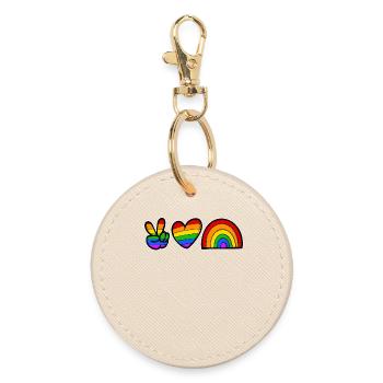 Sexuality Lgbt Heart Love Rainbow Bisexual - Round Keyring - oyster - Front