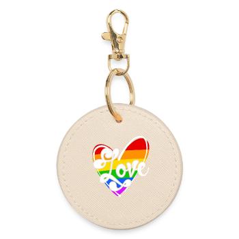 Beziehung Liebe Lgbt Sexualität Herz Bisexuell - Runder Schlüsselanhänger - Auster - Vorne