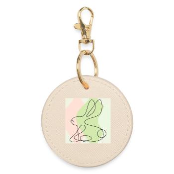 EASTER BUNNY LINE DRAWING - Round Keyring - oyster - Front