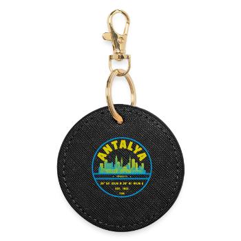 Antalya Skyline Badge Turkey - Round Keyring - black - Front