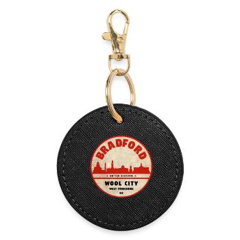 Bradford Wool City Emblem - Runder Schlüsselanhänger - Schwarz - Vorne