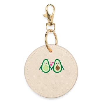 Avocado Heart Parent Pregnant Pregnancy - Round Keyring - oyster - Front