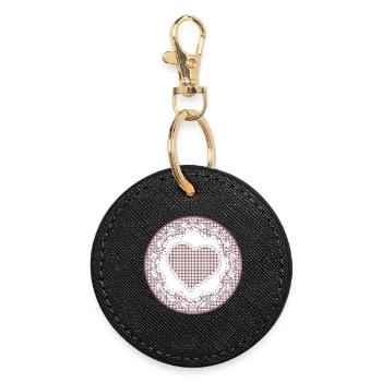 Nostalgia cake tip label in dusky pink with heart - Round Keyring - black - Front