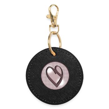 Nostalgia label in dusky pink with calligraphy heart - Round Keyring - black - Front
