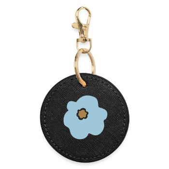 Flower Flower Power Scandinavian Children Flower Blue - Round Keyring - black - Front