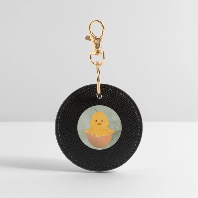 newly hatched chick in the eggshell Round Keyring