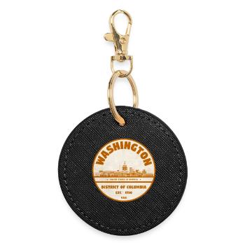 Washington DC Vintage Rundstempel - Runder Schlüsselanhänger - Schwarz - Vorne