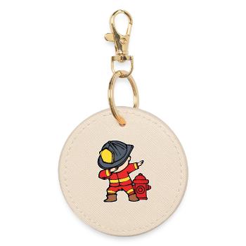 Feuerwehrhelm Feuerwehrmann Brandschutz Feuerwehr - Runder Schlüsselanhänger - Auster - Vorne
