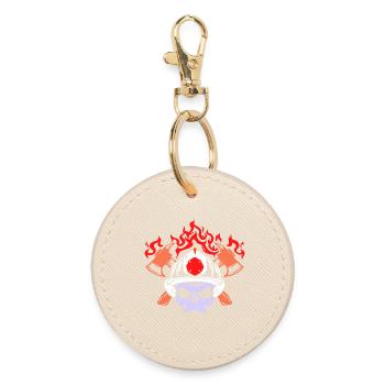 Firefighter helmet fire brigade fire protection fire burning - Round Keyring - oyster - Front