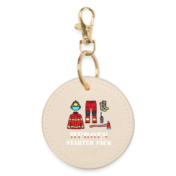 Firefighter Helmet Lifesaver Firefighter Statement - Round Keyring - oyster - Front