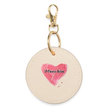 I love him | Love | Valentine’s Day - Round Keyring - oyster - Front