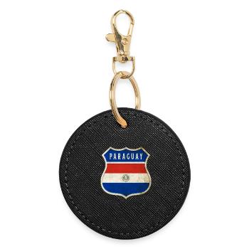 Design du drapeau du Paraguay - Porte-clés rond - noir - Devant