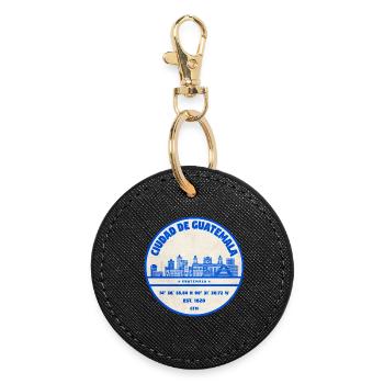 Guatemala Stadt Skyline Stempel - Runder Schlüsselanhänger - Schwarz - Vorne